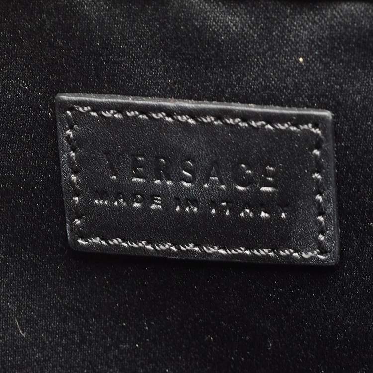 Pre Owned Versace Black Leather Medium Medusa Medallion Tote