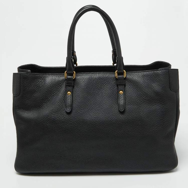 مملوكة مسبقًا Versace Black Leather La Medusa Shopper Tote