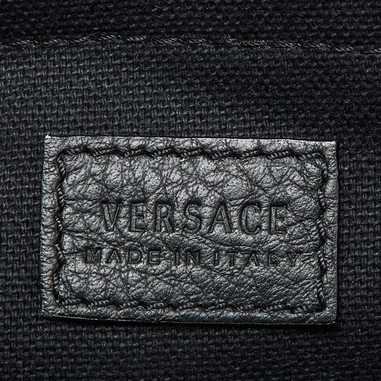 مملوكة مسبقًا Versace Black Leather La Medusa Shopper Tote