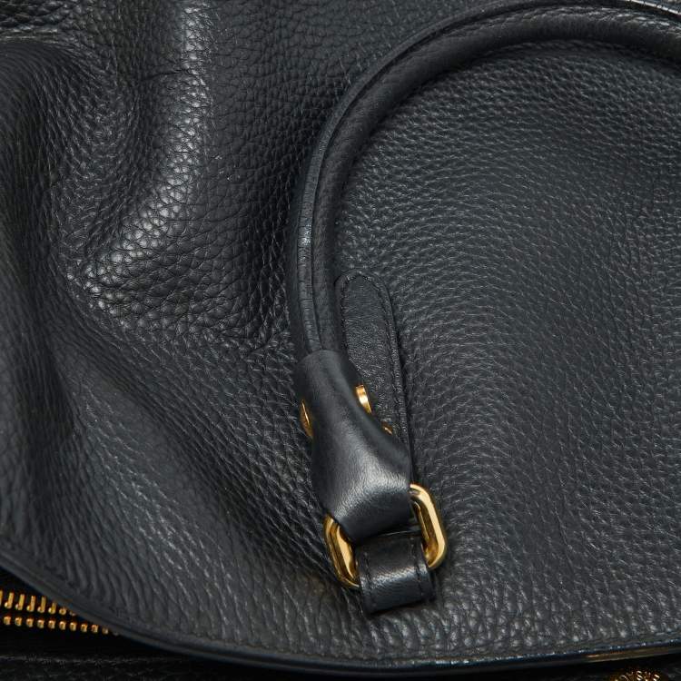 مملوكة مسبقًا Versace Black Leather La Medusa Shopper Tote