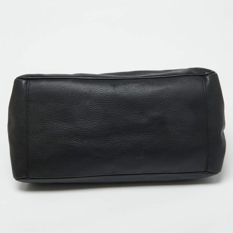 مملوكة مسبقًا Versace Black Leather La Medusa Shopper Tote