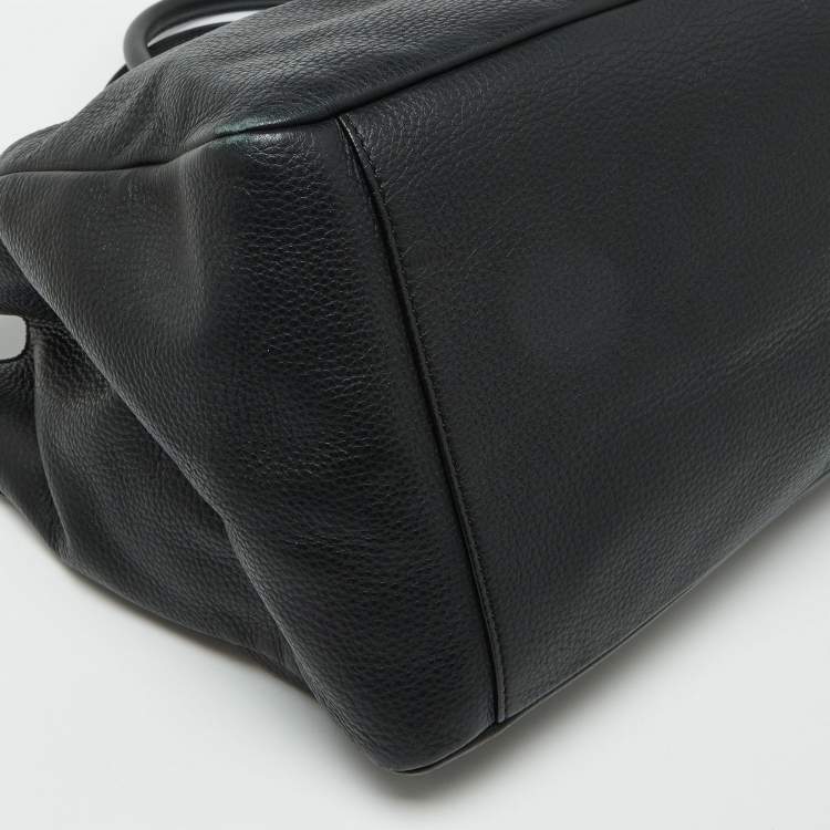 مملوكة مسبقًا Versace Black Leather La Medusa Shopper Tote