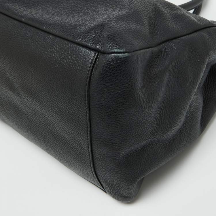 مملوكة مس�بقًا Versace Black Leather La Medusa Shopper Tote