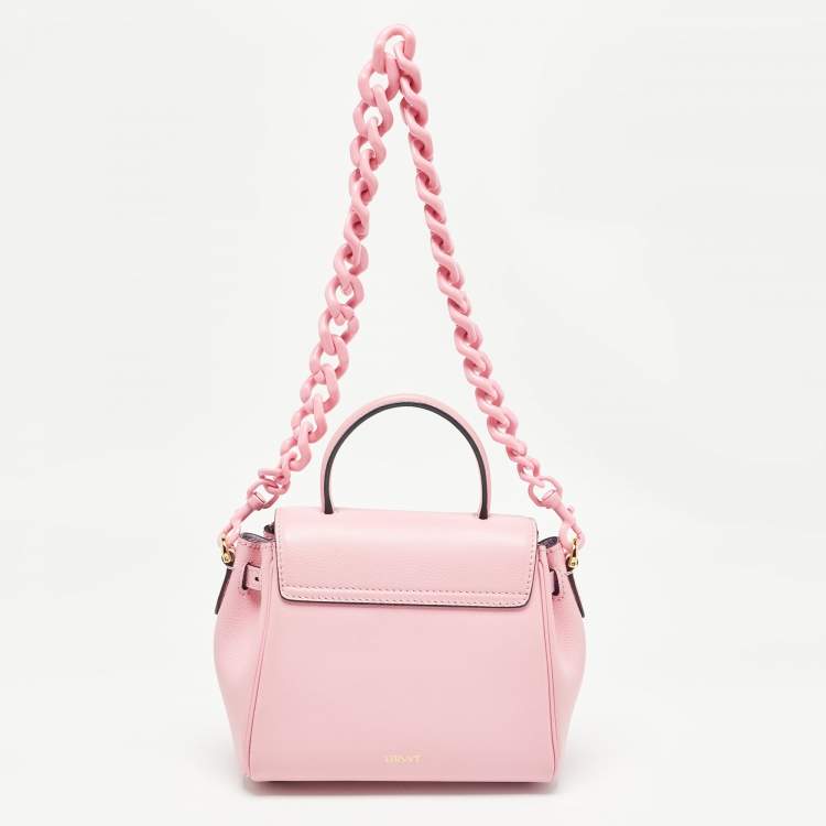 Pre Owned Versace Pink Leather La Medusa Top Handle Bag