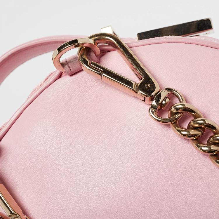 Pre Owned Versace Pink Embroidered Baroque Leather Mini Palazzo Backpack