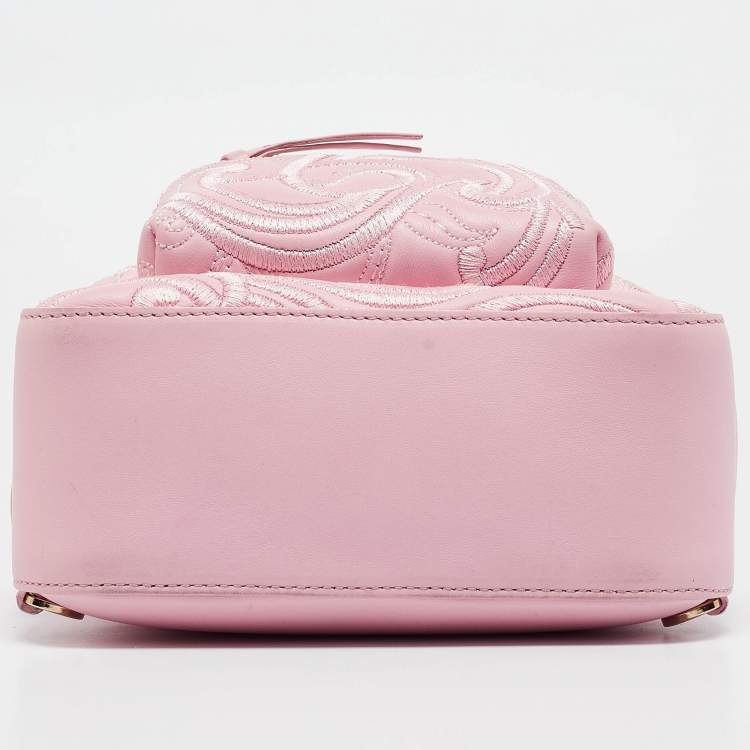 Pre Owned Versace Pink Embroidered Baroque Leather Mini Palazzo Backpack