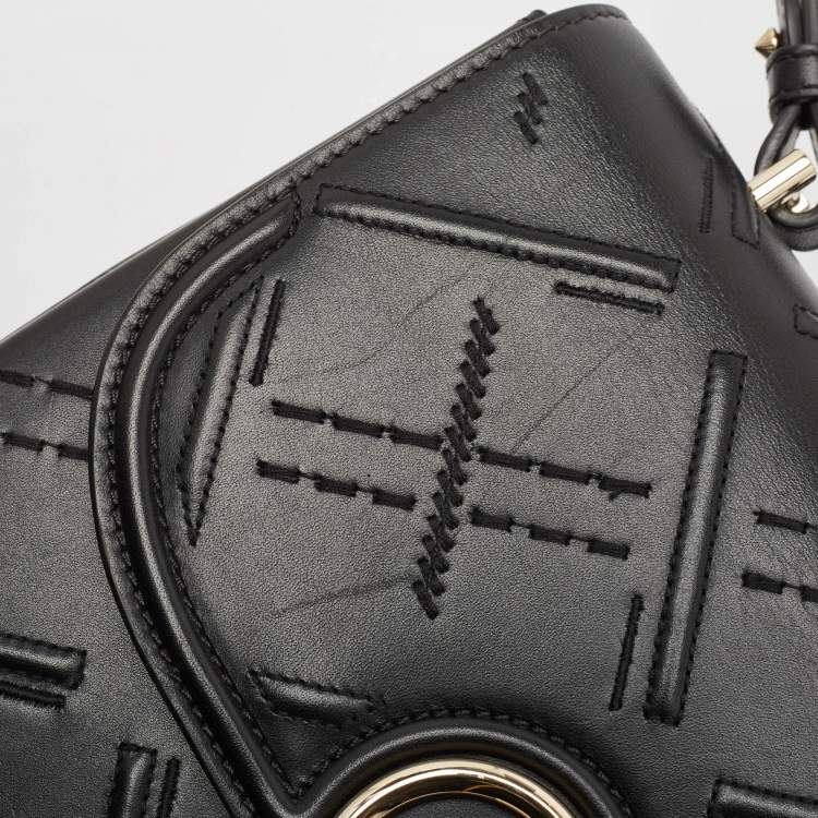 Pre Owned Versace Black Quilted Leather and Suede DV One Top Handle Bag