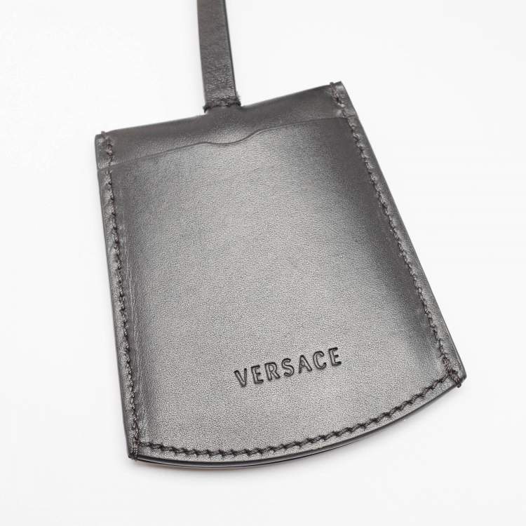 Pre Owned Versace Black Quilted Leather and Suede DV One Top Handle Bag