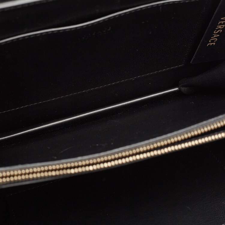 Pre Owned Versace Black Quilted Leather and Suede DV One Top Handle Bag