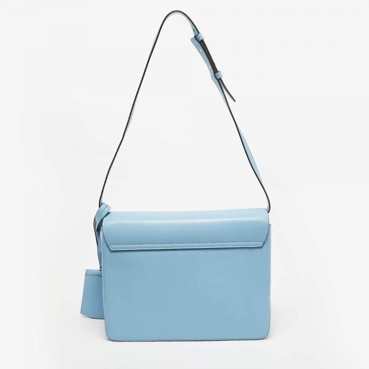 Pre Owned Versace Light Blue Leather DV One Shoulder Bag