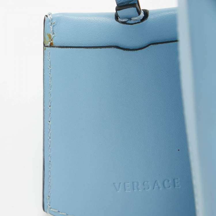 Pre Owned Versace Light Blue Leather DV One Shoulder Bag