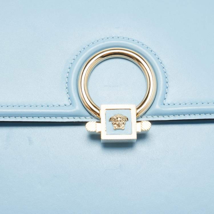 Pre Owned Versace Light Blue Leather DV One Shoulder Bag