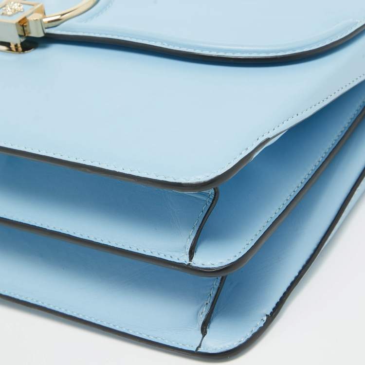 Pre Owned Versace Light Blue Leather DV One Shoulder Bag