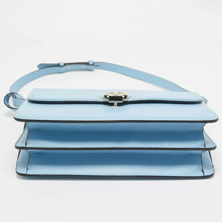 Pre Owned Versace Light Blue Leather DV One Shoulder Bag
