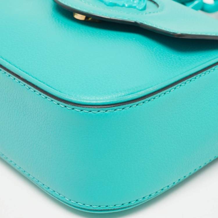 Pre Owned Versace Green Leather Mini La Medusa Top Handle Bag
