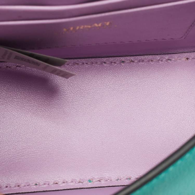 Pre Owned Versace Green Leather Mini La Medusa Top Handle Bag