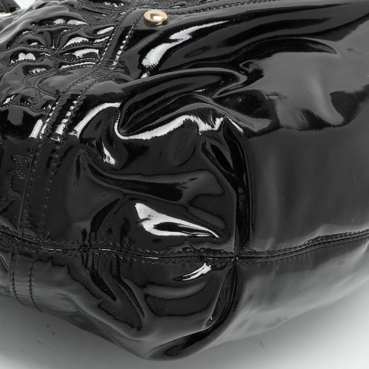 Pre Owned Versace Black Patent Leather Satchel