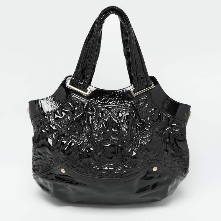 Pre Owned Versace Black Patent Leather Satchel