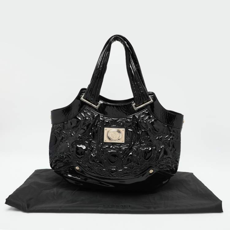 Pre Owned Versace Black Patent Leather Satchel