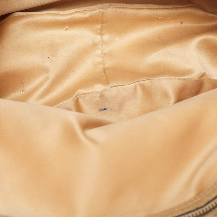Pre Owned Versace Beige/Gold Signature Canvas and Leather Medussa Buckle Satchel