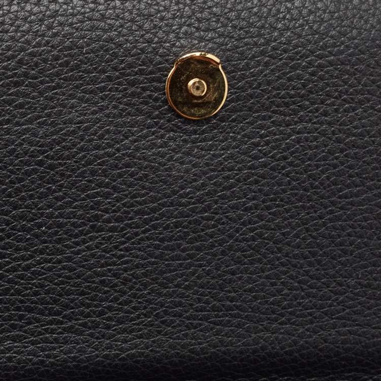 Pre Owned Versace Black Leather Virtus Clutch Bag