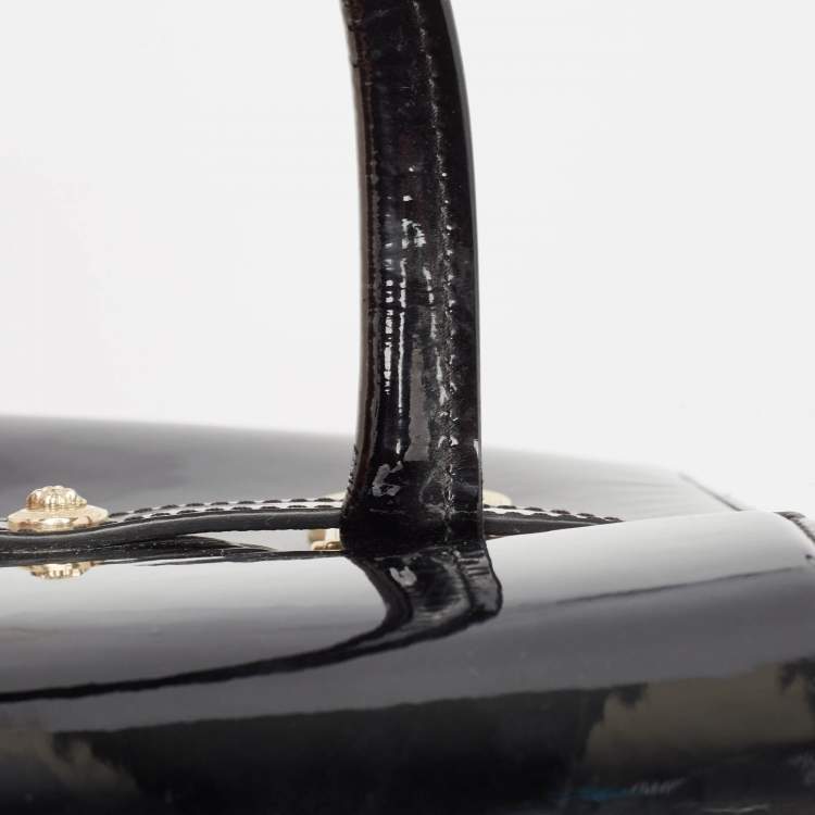 Pre Owned Versace Black Patent Leather Medium Medusa Medallion Tote