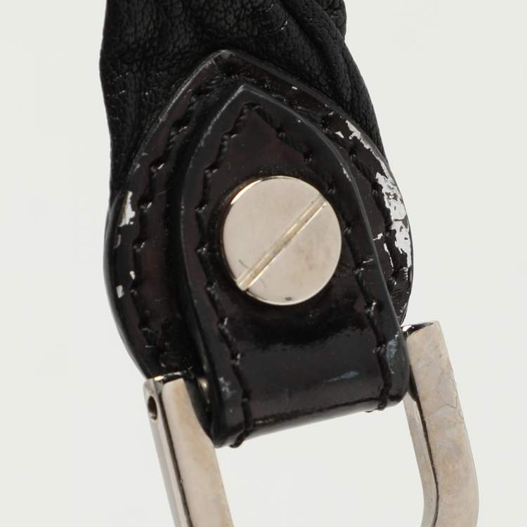 Pre Owned Versace Black Leather Chain Embellished Satchel