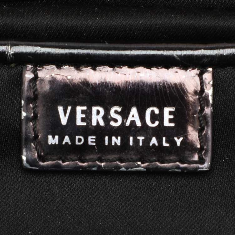 Pre Owned Versace Black Leather Chain Embellished Satchel