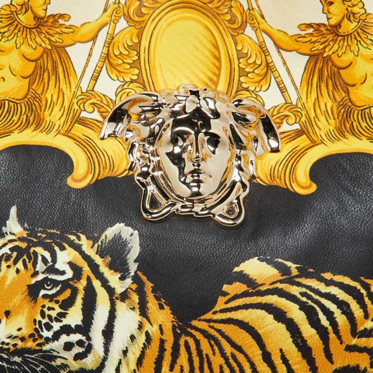 Pre Owned Versace Multicolor Leather Tiger Printed Medusa Shoulder Bag