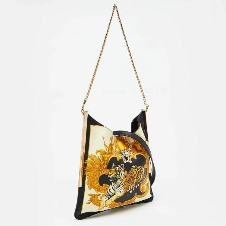 Pre Owned Versace Multicolor Leather Tiger Printed Medusa Shoulder Bag