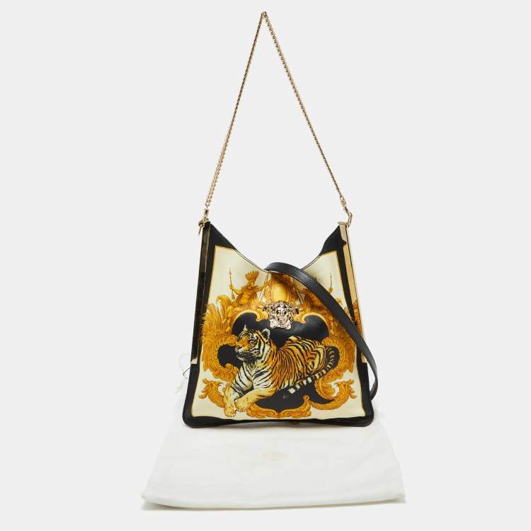 Pre Owned Versace Multicolor Leather Tiger Printed Medusa Shoulder Bag