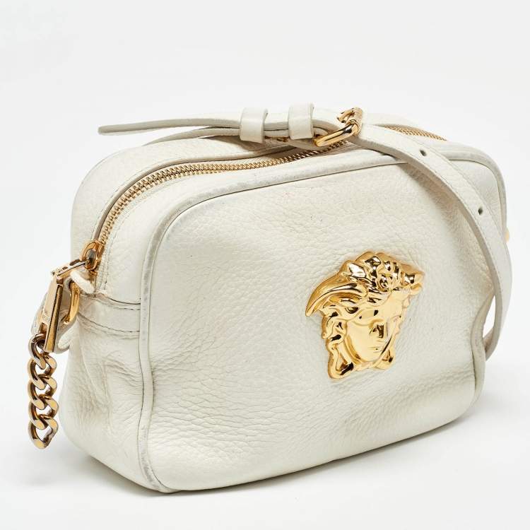مملوكة مسبقًا Versace White Leather Small Medusa Camera Bag
