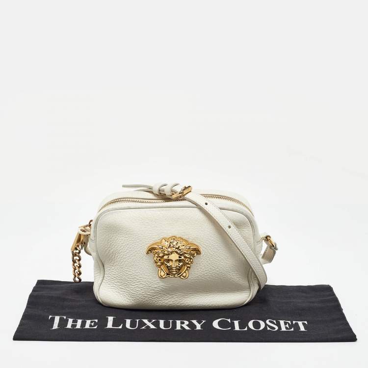 مملوكة مسبقًا Versace White Leather Small Medusa Camera Bag