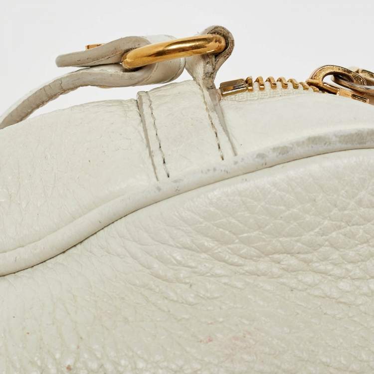 مملوكة مسبقًا Versace White Leather Small Medusa Camera Bag