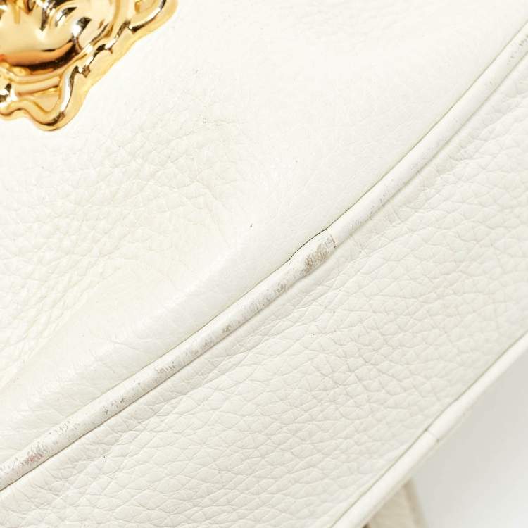 مملوكة مسبقًا Versace White Leather Small Medusa Camera Bag