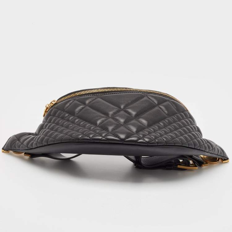 Pre Owned Versace Black Quilted Leather Medusa Belt Bag