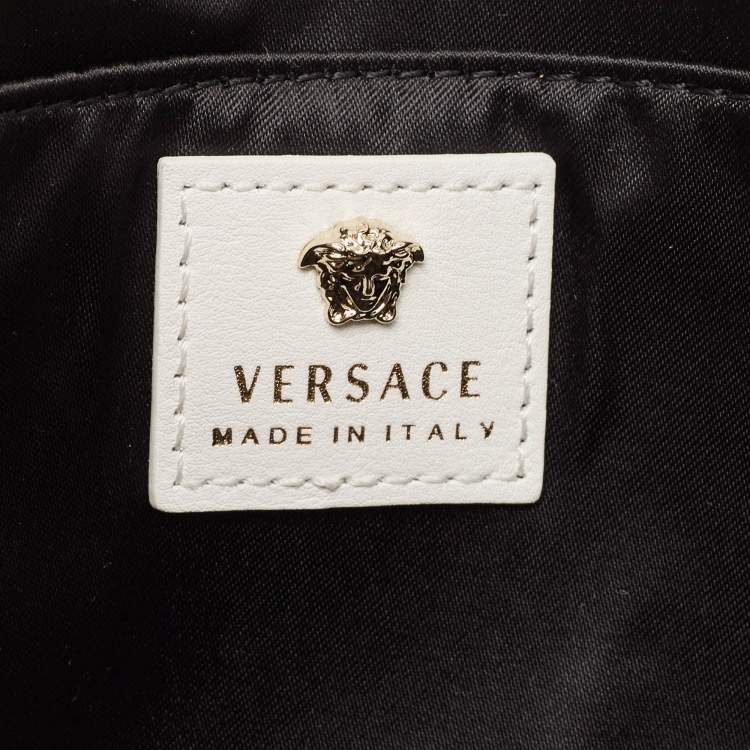 Pre Owned Versace White Leather Palazzo Medusa Chain Clutch