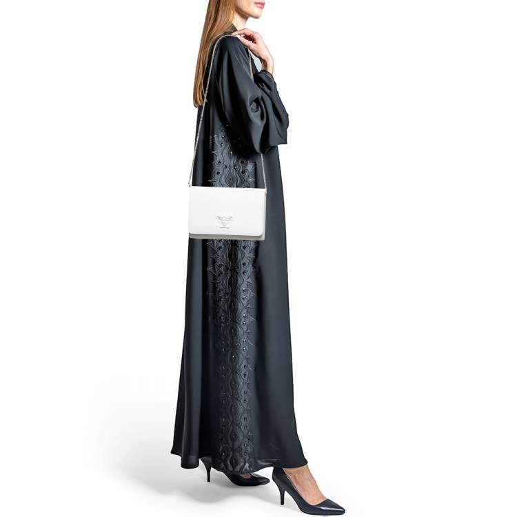 Pre Owned Versace White Leather Palazzo Medusa Chain Clutch