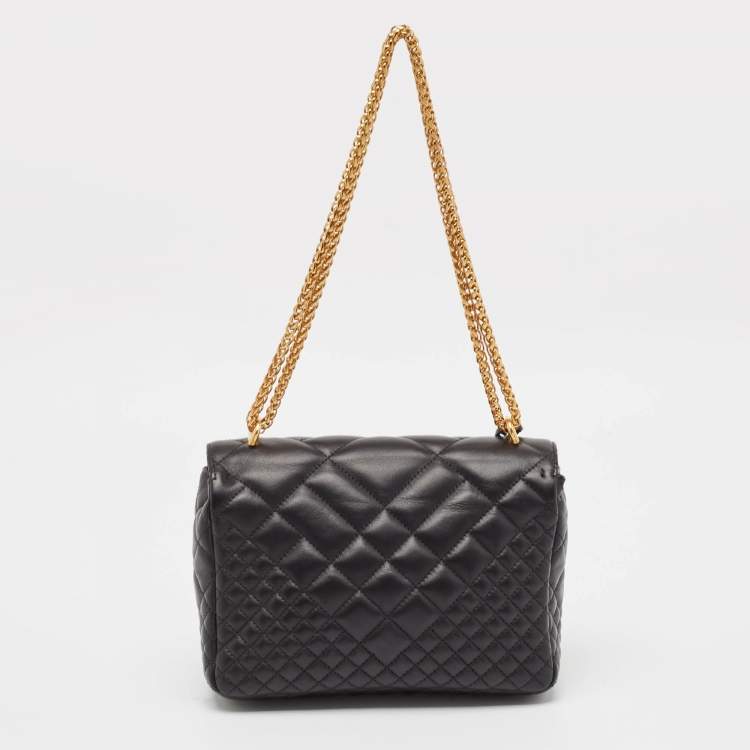 مملوكة مسبقًا Versace Black Quilted Leather Icon Shoulder Bag