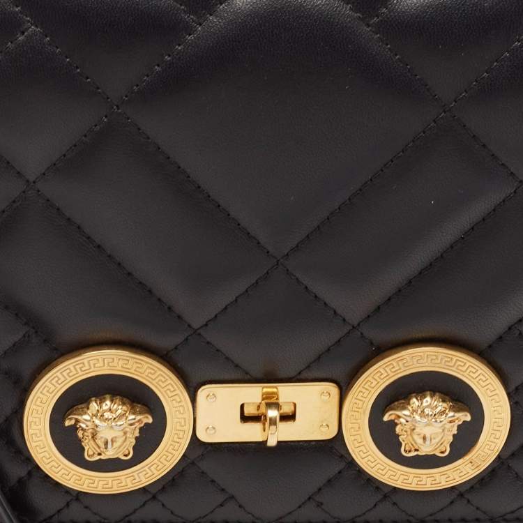 مملوكة مسبقًا Versace Black Quilted Leather Icon Shoulder Bag