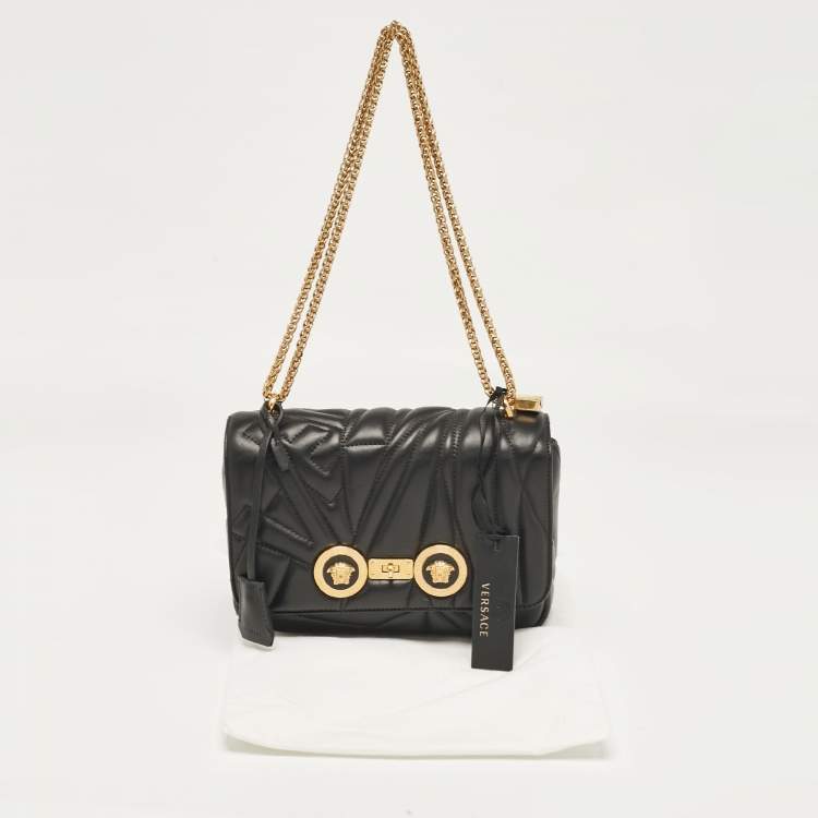 Pre Owned Versace Black Quilted Leather Icon Shoulder Bag