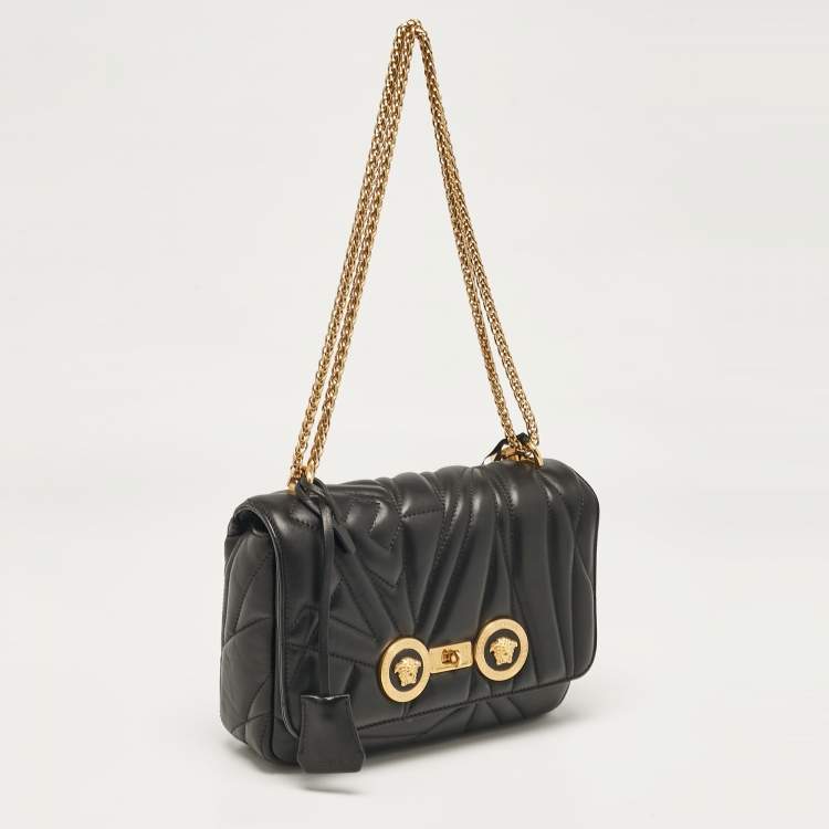 Pre Owned Versace Black Quilted Leather Icon Shoulder Bag