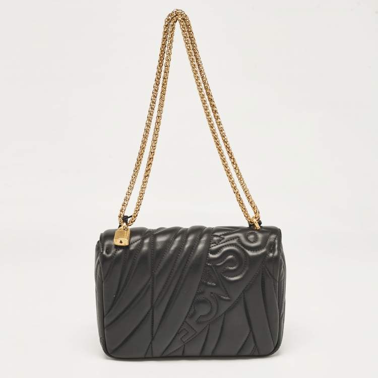 Pre Owned Versace Black Quilted Leather Icon Shoulder Bag