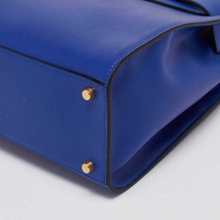 Pre Owned Versace Blue Leather Icon Top Handle Bag
