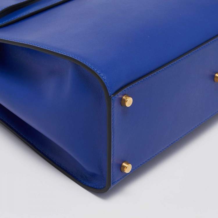Pre Owned Versace Blue Leather Icon Top Handle Bag