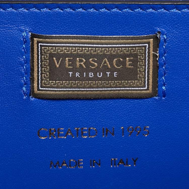 Pre Owned Versace Blue Leather Icon Top Handle Bag