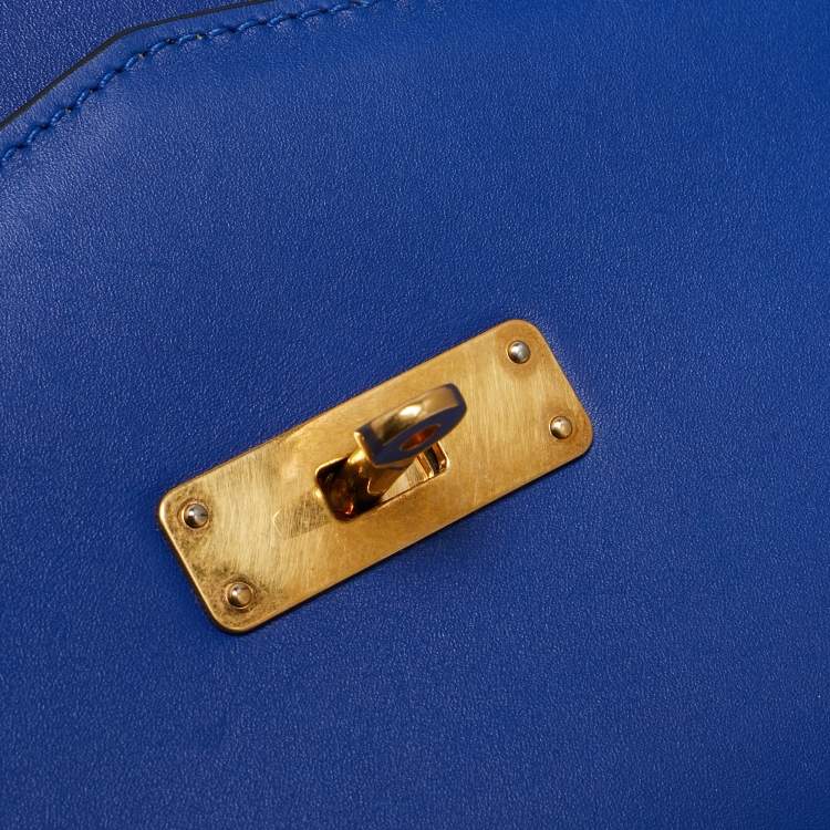 Pre Owned Versace Blue Leather Icon Top Handle Bag