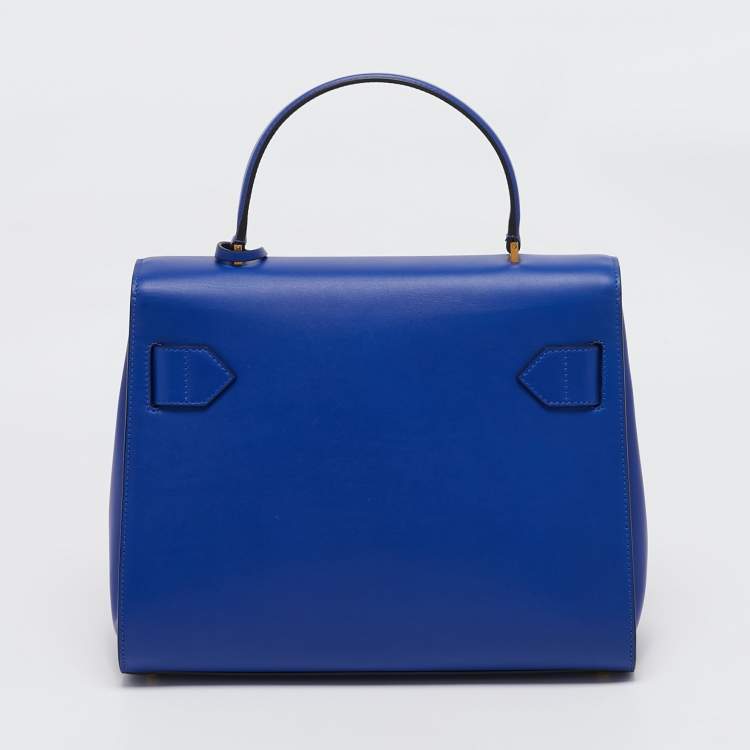 Pre Owned Versace Blue Leather Icon Top Handle Bag