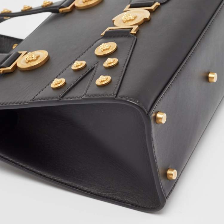 Pre Owned Versace Black Leather Medusa Tribute Tote
