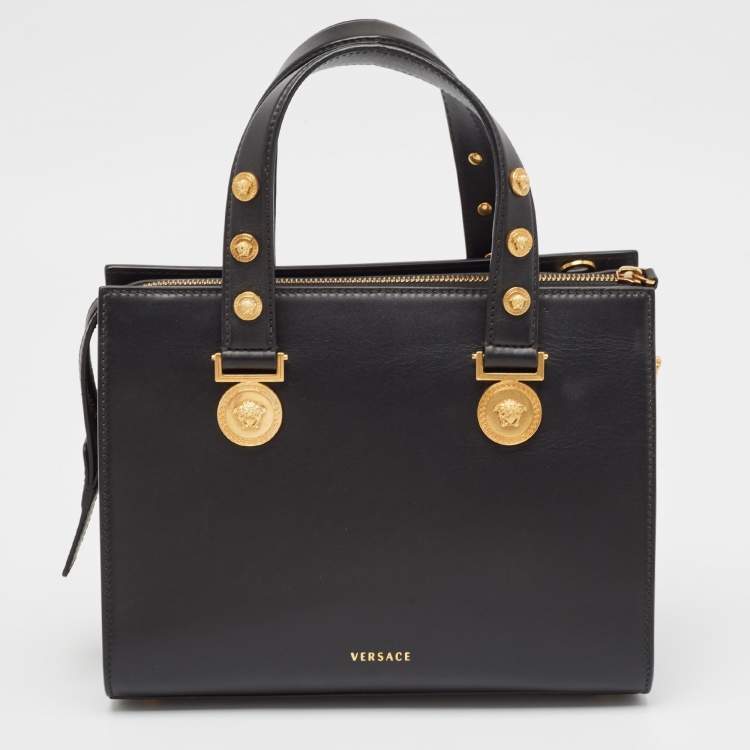 Pre Owned Versace Black Leather Medusa Tribute Tote